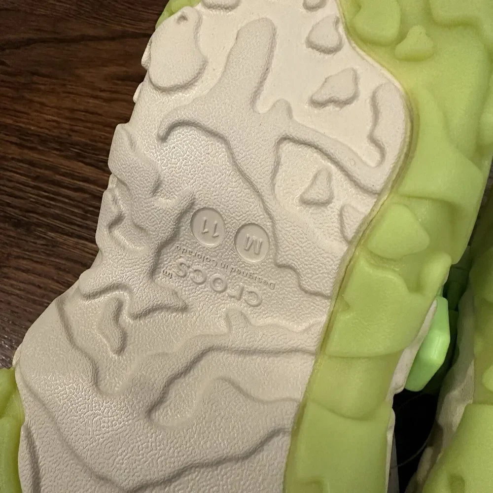 NEW Crocs All Terrain Atlas Clog Men's 11 Bone Tan Lime Green Trail Hike Sandals